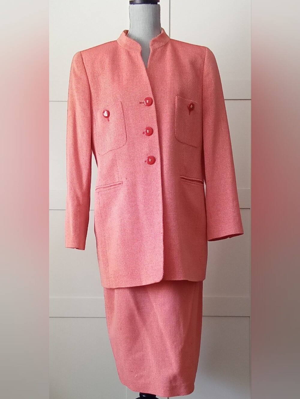 Womens Pink Textured Button-Front Jacket